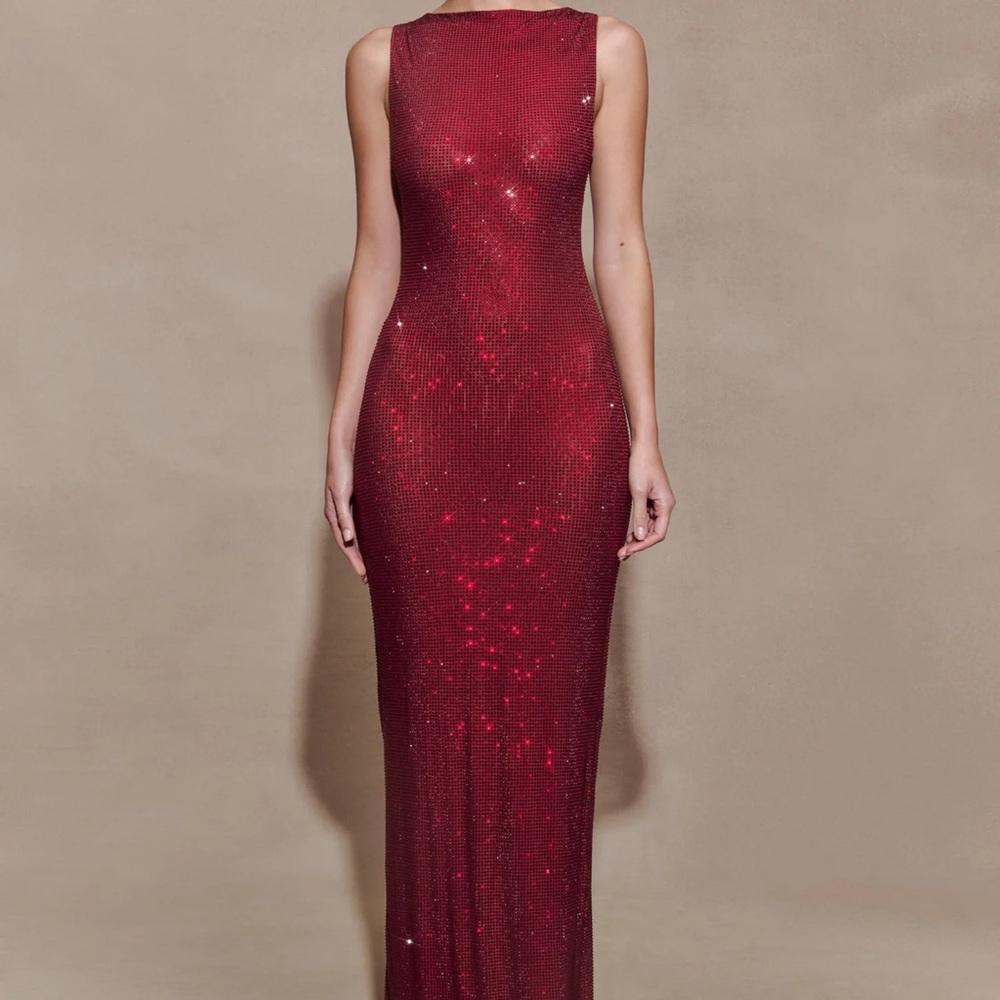 Elegant Red Sequin Evening Gown